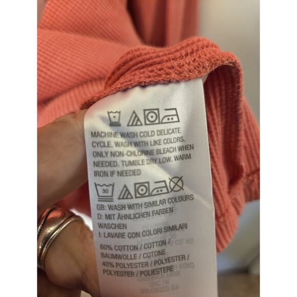 Laurie Felt Womens XL Thermal Waffle Knit Long Sleeve Muted Orange Tunic - Picture 7 of 9